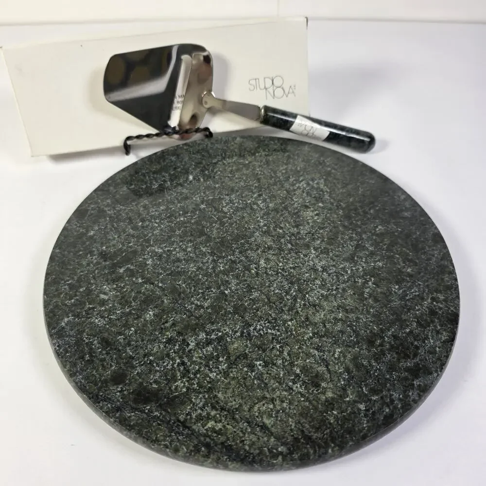 Studio Nova Green Marble Cheese Board Charcuterie Serving Tray & Cheese Slicer